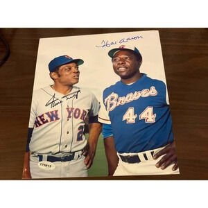 Hank Aaron  Willie Mays Signed Autographed